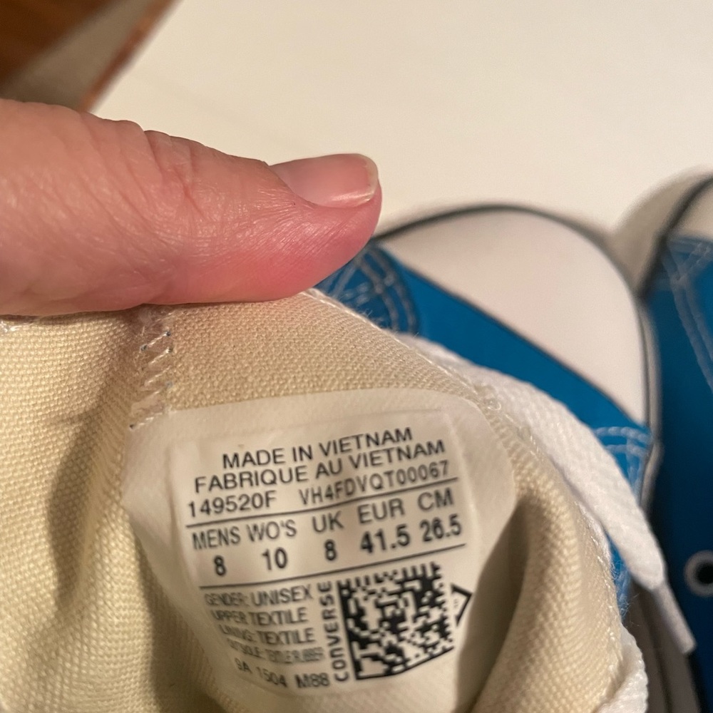 Converse Blue Canvas Low Top Sneakers with White Accents - Picture 4 of 6